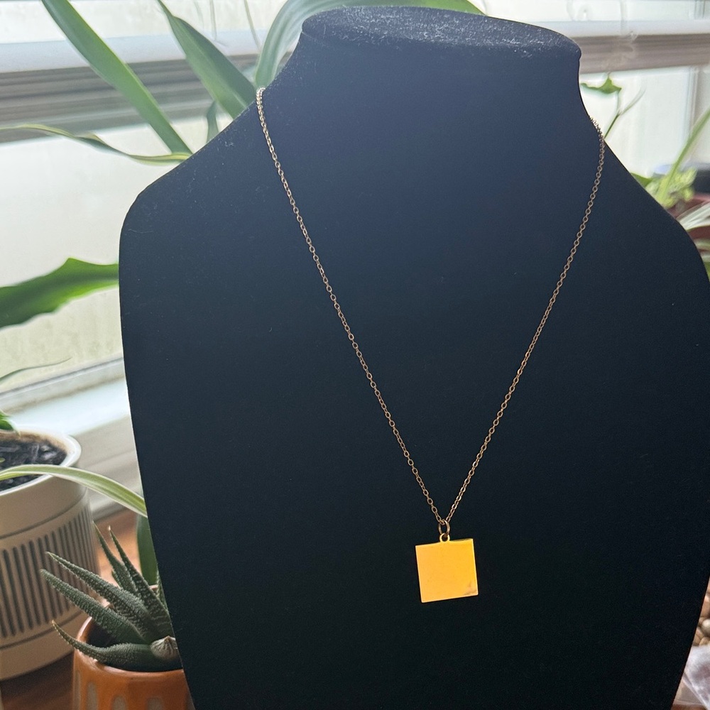 Plunder Gold Square Pendant Necklace